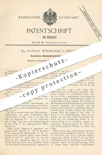 original Patent - Dr. Gustav Benischke , Berlin , 1895 , Asynchrone Wechselstromtriebmaschine | Strom | Elektrik !!!