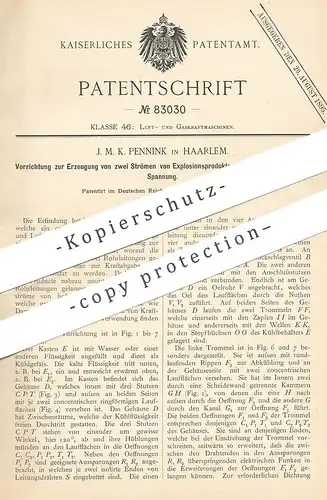 original Patent - J. M. K. Pennink , Haarlem , 1894 , Erzeugung von Strom von Explosionsprodukten | Gasmotor | Gas Motor