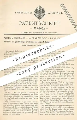 original Patent - William Holland , Sparkbrook / Birmingham / England , 1895 , Erwärmung von Metall per Strom | Elektrik