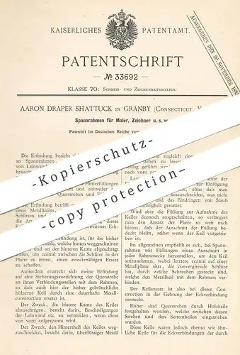 original Patent - Aaron Draper Shattuck , Granby , Connecticut , USA , 1885 | Spannrahmen f. Maler , Zeichner | Leinwand