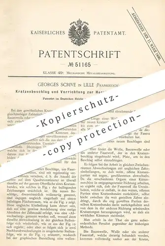 original Patent - Georges Scrive , Lille , Frankreich , 1889 , Kratzenbeschlag | Metall , Metallbearbeitung !!!
