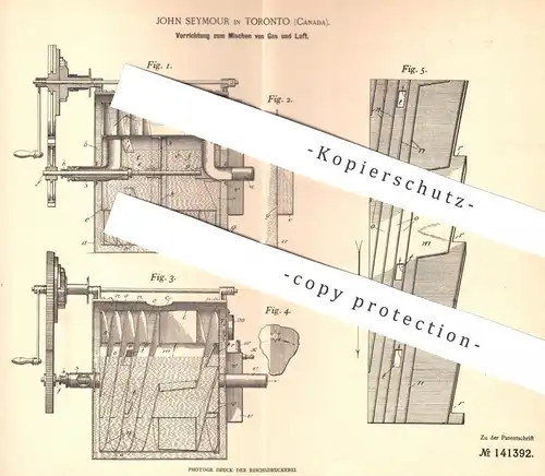 original Patent - John Seymour , Toronto , Canada , Kanada | 1902 , Mischen von Gas und Luft | Heizung , Kochherd , Herd