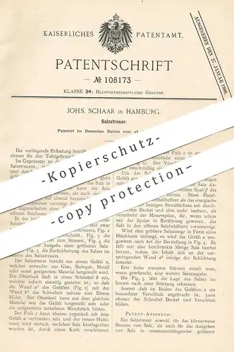 original Patent - Johs. Schaar , Hamburg , 1899 , Salzstreuer | Salz - Streuer | Gewürze , Pfeffer , Haushalt !!