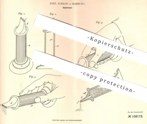 original Patent - Johs. Schaar , Hamburg , 1899 , Salzstreuer | Salz - Streuer | Gewürze , Pfeffer , Haushalt !!