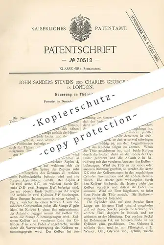 original Patent - John Sanders Stevens , Charles George Major , London England , 1884 , Türschloss , Schloss | Schlosser