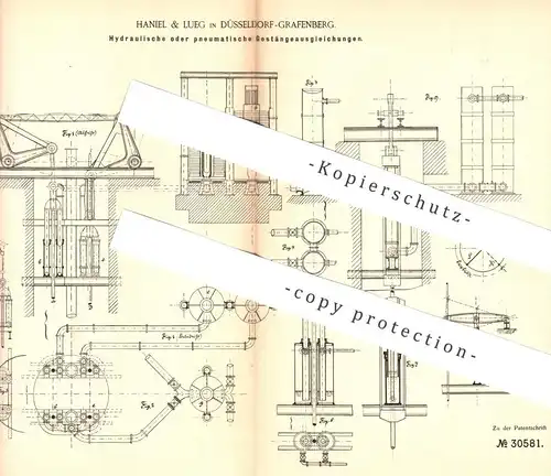 original Patent - Haniel & Lueg , Düsseldorf / Grafenberg 1884 , Hydraulische pneumatische Gestängeausgleichung | Pumpe