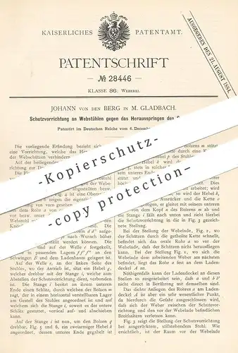 original Patent - Johann von den Berg , Mönchengladbach  1883 , Schutz am Webstuhl | Webstühle , Weben , Weber , Weberei