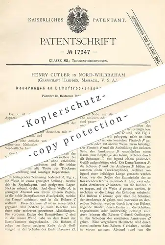 original Patent - Henry Cutler , Nord Wilbraham , Hampden , Massachusetts , USA , 1881 , Dampftrockenapparat für Korn