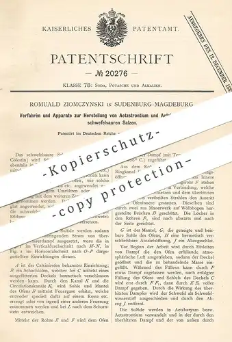 original Patent - Romuald Ziomczynski , Magdeburg / Sudenburg , 1882 , Herst. von Ätzstrontium und Ätzbaryum | Chemie !!