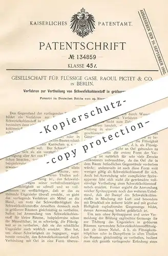 original Patent - Gesellschaft für flüssige Gase , Raoul Pictet & Co. Berlin , 1900 , Verteilung von Schwefelkohlenstoff