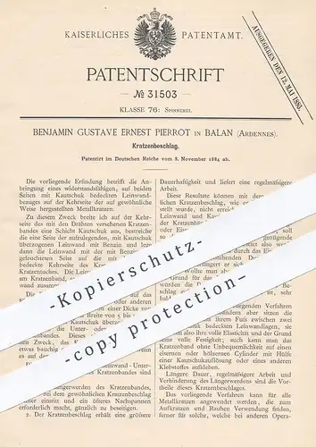 original Patent - Benjamin Gustave Ernest Pierrot , Balan , Ardennes , 1884 , Kratzenbeschlag