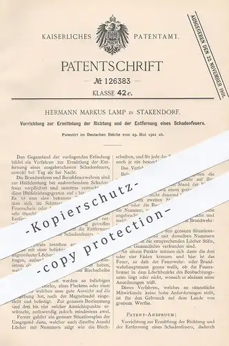 original Patent - Hermann Markus Lamp , Stakendorf 1901 , Ermittlung von Feuer | Feuerwehr , Feuerwehrmann , Brandschutz