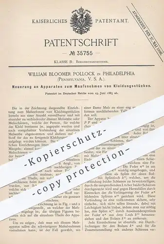 original Patent - William Bloomer Pollock , Philadelphia , Pennsylv.  USA , 1885 , Korsett , Korset , corset | Schneider