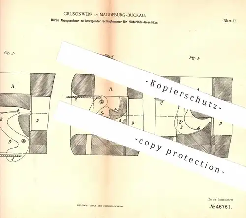 original Patent - Grusonwerk , Magdeburg / Buckau 1888 , Schlaghammer für Hinterlade Geschütz | Waffen , Gewehr , Kanone