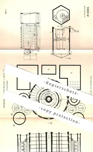 original Patent - Heinrich Wilhelm Müller , Militsch , 1882 , Mälzereianlage | Malz , Bier , Wein , Brauerei , Mälzerei