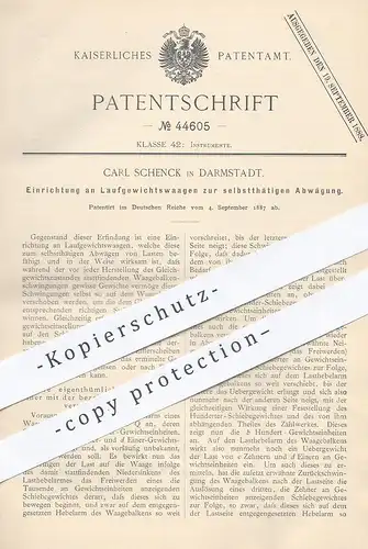 original Patent - Carl Schenck , Darmstadt , 1887 , Laufgewichtswaage | Waage , Waagen , Waagebalken , Wiegen !!!