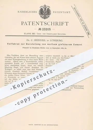 original Patent - Dr. C. Heintzel , Lüneburg , 1882 , Darstellung von weißem Zement aus Kreide u. Quarz | Beton , Stein