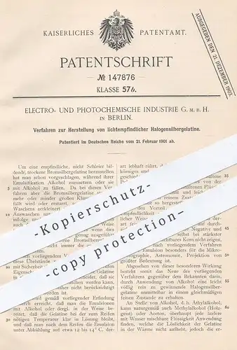 original Patent - Electro- u. Photochemische Industrie GmbH , Berlin , 1901 , lichtempfindliche Halogensilbergelatine