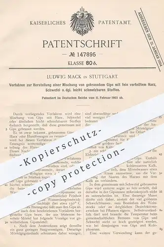 original Patent - Ludwig Mack , Stuttgart , 1903 , Mischung aus Gips , Harz , Schwefel | Schießpulver , Sprengstoff