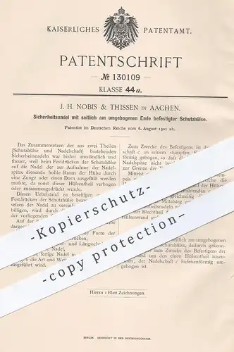original Patent - J. H. Nobis & Thissen , Aachen 1901 , Sicherheitsnadel | Sicherheitsnadeln | Nadel  Nadeln | Schneider