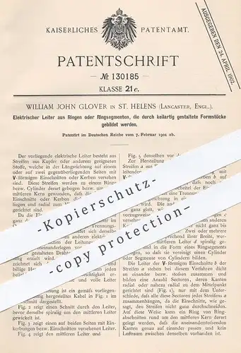 original Patent - William John Glover , St. Helens , Lancaster England 1901 , Elektrischer Leiter aus Ringen | Elektrik