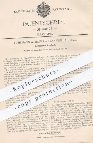 original Patent - Fuhrmann & Hauss , Frankenthal / Pfalz 1901 , Aufkippbare Schulbank | Bank , Schule , Tischler , Möbel
