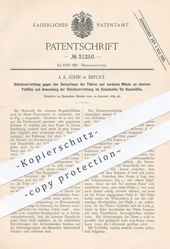 original Patent - J. A. John , Erfurt , 1884 , eiserner Füllofen | Kachelofen | Ofen , Öfen , Ofenbauer | Heizung !!