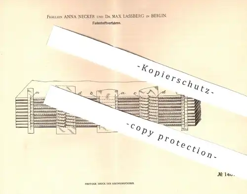 original Patent - Anna Necker , Dr. Max Lassberg , Berlin  1902 , Fadenheftverfahren | Papier Heften | Buchbinder , Buch
