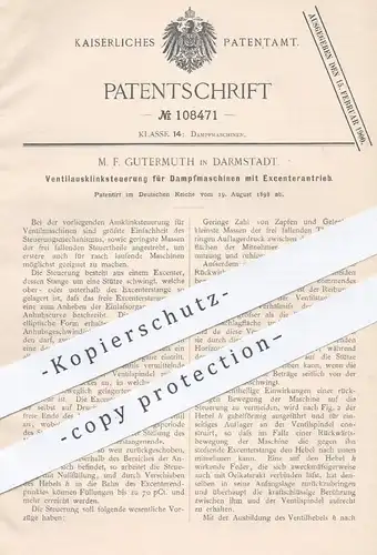 original Patent - M. F. Gutermuth , Darmstadt , 1898 , Ventilausklinksteuerung für Dampfmaschinen | Motor , Steuerung !