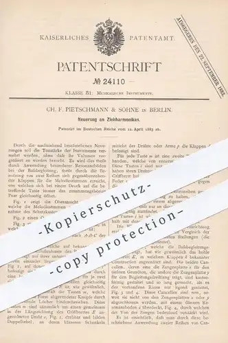 original Patent - Ch. F. Pietschmann & Söhne , Berlin , 1883 , Ziehharmonika | Harmonika , Musikinstrument , Musik !!!