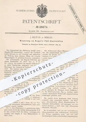 original Patent - J. Silwar , Berlin , 1884 , Regulier- Füll - Kachelofen | Ofen , Öfen , Ofenbauer , Heizung , Feuerung