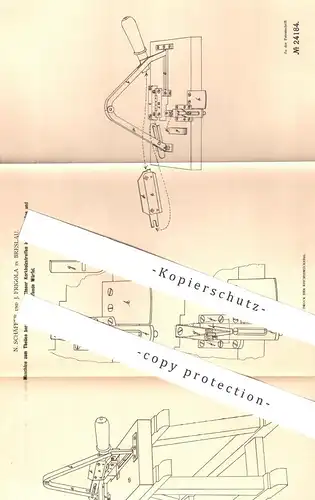 original Patent - N. Schäffer , J. Frigola , Breslau , 1883 , Teilen von Korkholz in Würfel | Kork , Holz , Tischler !!!