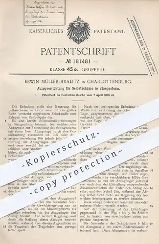 original Patent - Erwin Müller Bralitz , Berlin / Charlottenburg , 1906 , Abzug für Selbstschüsse | Waffe , Gewehr