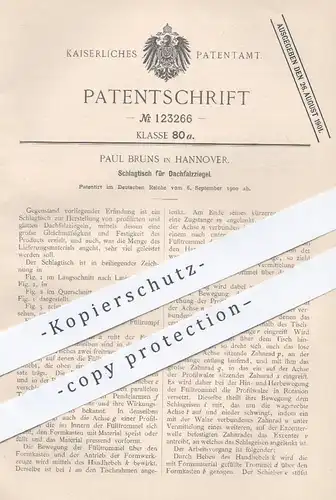 original Patent - Paul Bruns , Hannover , 1900 , Schlagtisch für Dachfalzziegel | Dach - Ziegel , Dachdecker , Ziegelei