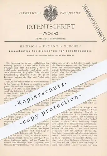 original Patent - Heinrich Widnmann , München , 1883 , Ventilsteuerung für Dampfmaschinen | Ventil , Steuerung , Motor