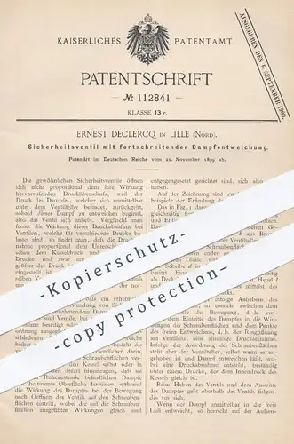 original Patent - Ernest Declercq , Lille Nord , 1899 , Ventil mit Dampfentweichung | Dampfkessel , Dampfmaschinen !!