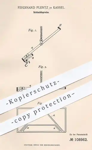 original Patent - Ferdinand Plentz , Kassel , 1898 , Schlachtspreize | Schlachten , Schlachter , Fleischer , Tierzucht