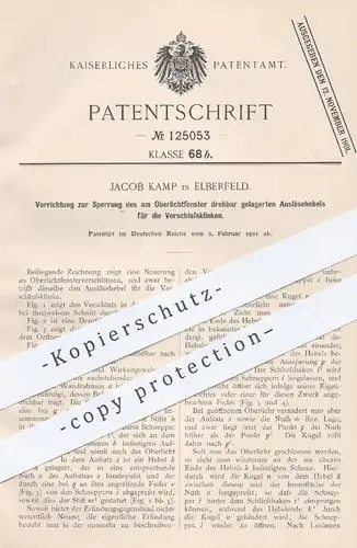 original Patent - Jacob Kamp , Elberfeld , 1901 , Verschluss am Oberlichtfenster | Fenster , Tür , Türen , Tischler !!