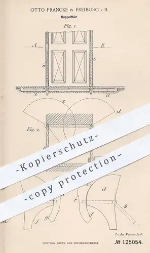 original Patent - Otto Francke , Freiburg in Bayern , 1901 , Doppeltür | Flügeltür , Tür , Türen , Tischler | Schiff !!