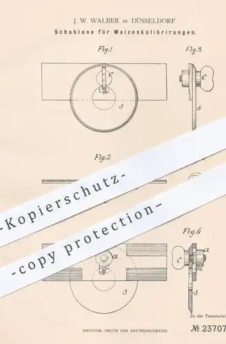 original Patent - J. W. Walber , Düsseldorf , 1883 , Schablone für Walzenkalibrierungen | Eisen Walze , Walzen , Metall