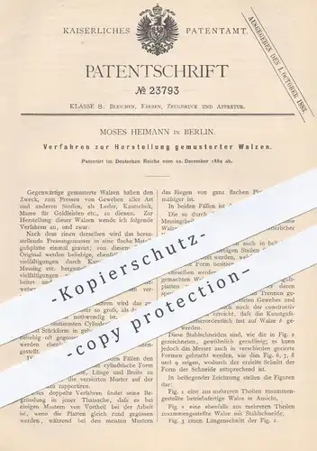 original Patent - Moses Heimann , Berlin , 1882 , Herstellung gemusterter Walzen | Pressen von Stoff , Leder , Gewebe