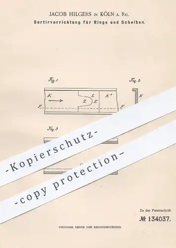 original Patent - Jacob Hilgers , Köln / Rhein , 1902 , Sortieren der Münzen , Ringe u. Scheiben in Automaten | Automat