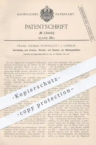 original Patent - Frank Thomas Wonnacott , London , 1901 , Pressen , Strecken und Spannen von Kleidung | Schneider !!!