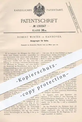 original Patent - Robert Winter , Hannover 1901 , Abzugsregler für Öfen | Ofen Abzug | Ofenbauer , Heizung , Schornstein