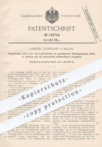 original Patent - Gabriel Zahikjanz , Berlin , 1902 , Dampfturbine | Dampf - Turbine , Turbinen , Expansion !!!