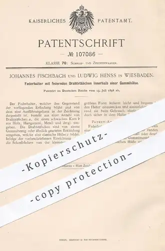 original Patent - Johannes Fischbach , Ludwig Henss , Wiesbaden  1898 , Federhalter | Schreibfeder , Füllhalter , Füller