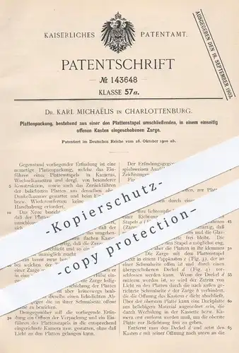 original Patent - Dr. Karl Michaëlis , Berlin / Charlottenburg , 1900 , Plattenpackung für Foto - Kamera | Fotograf !!