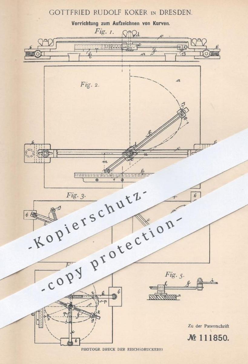 Original Patent Gottfried Rudolf Koker Dresden 1899 Zirkel Zum