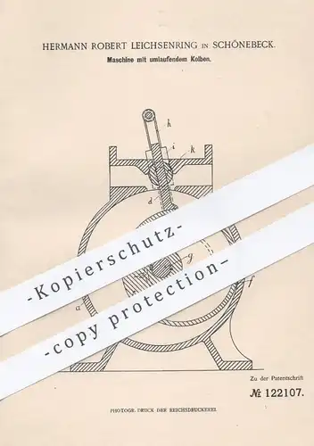 original Patent - Hermann Robert Leichsenring , Schönebeck , 1900 , Maschine mit umlaufendem Kolben | Motor , Motoren