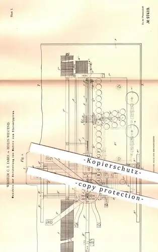 original Patent - Wilhelm C. E. Faber , Berlin / Westend , 1896 , Herstellung von Matern zum Stereotypieren | Druck !!